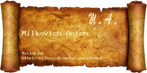 Milkovich Anton névjegykártya